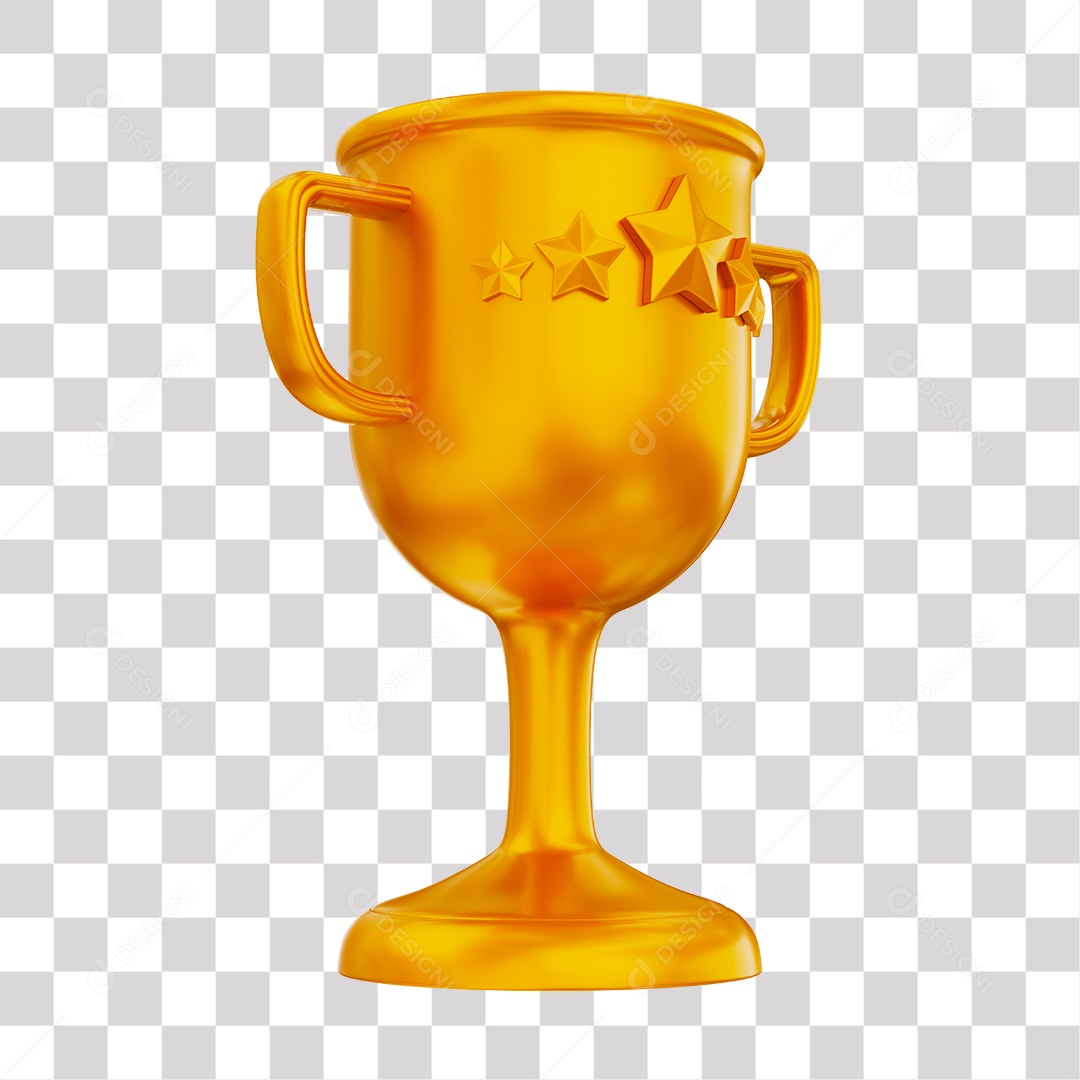 Troféu Dourado Ilustração 3D PNG Transparente