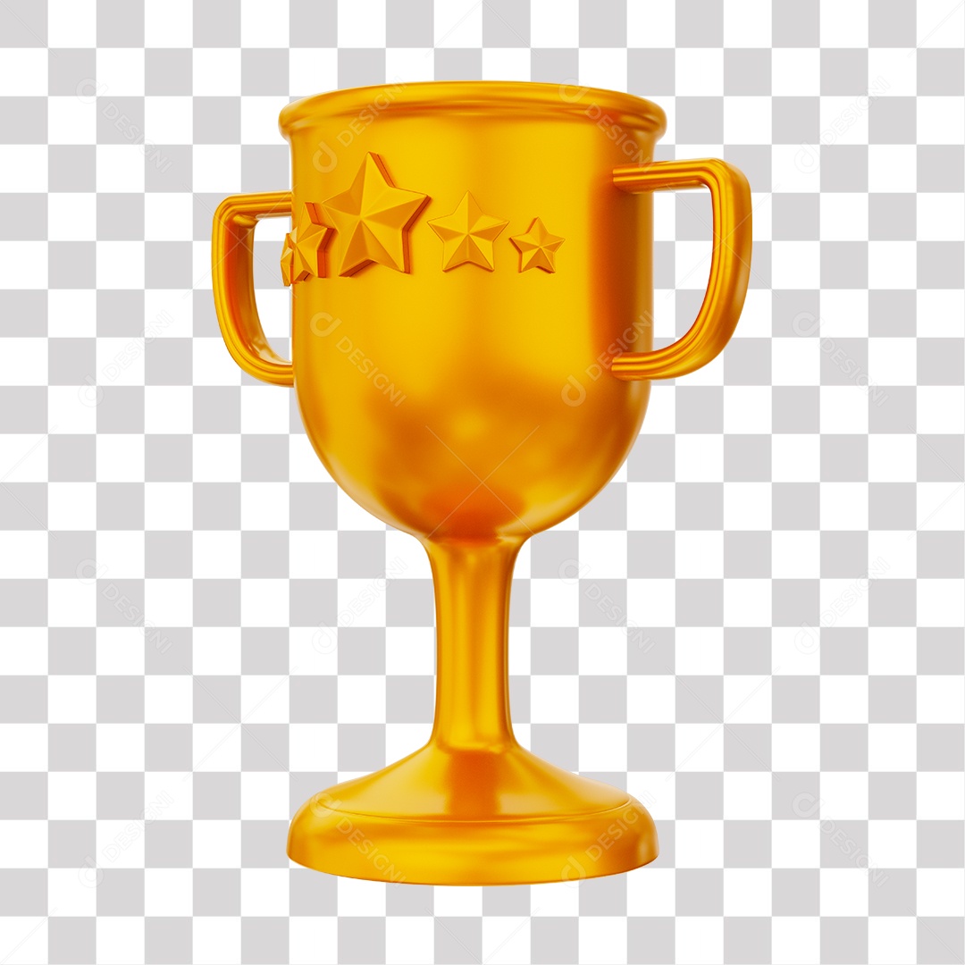 Troféu Dourado Ilustração 3D PNG Transparente
