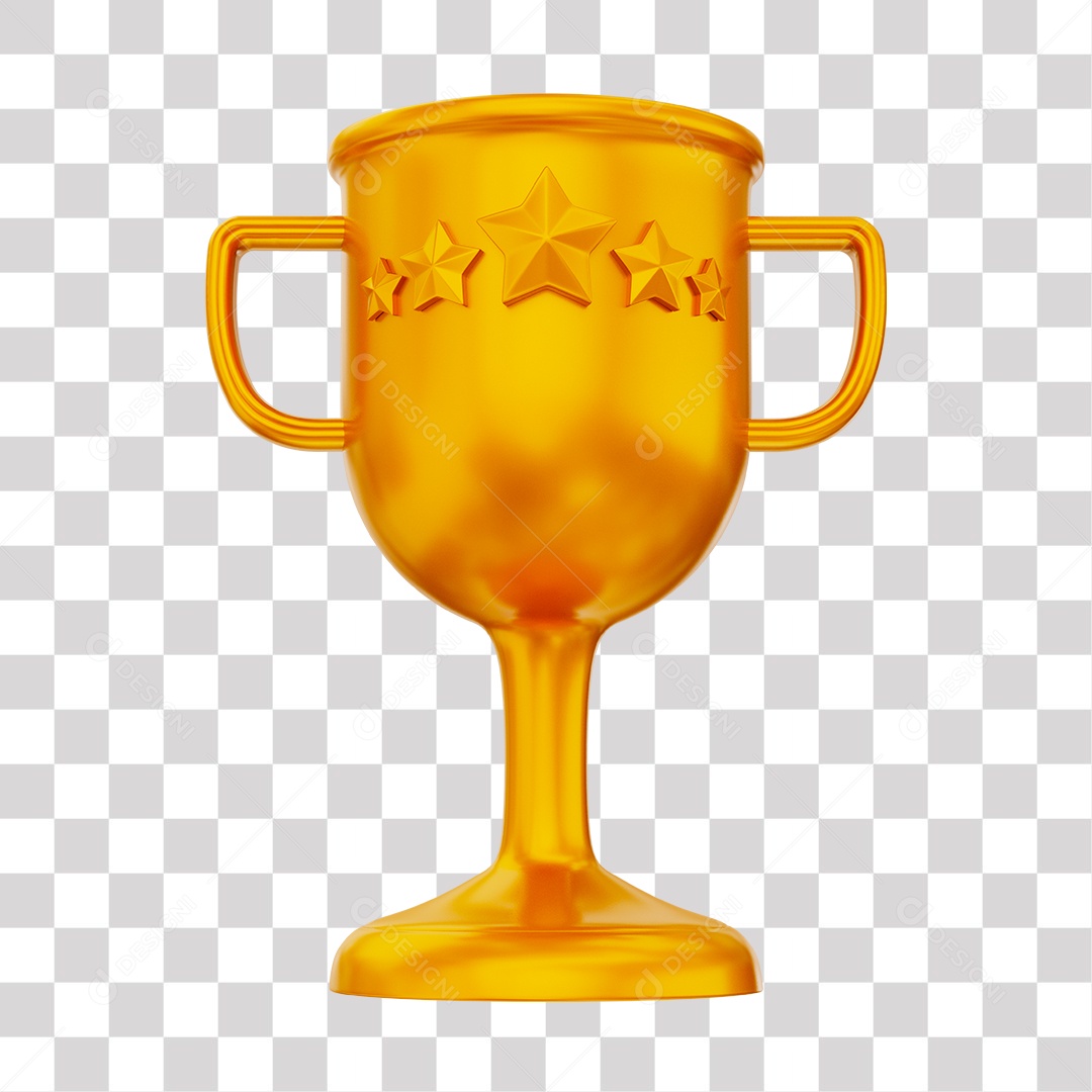Troféu Dourado Ilustração 3D PNG Transparente