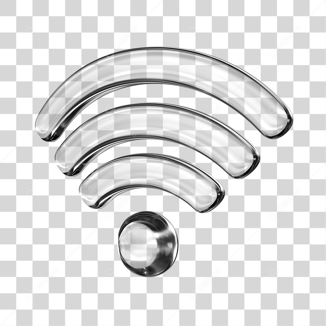 ícone 3D Wi-Fi em Vidro Elemento PNG Transparente