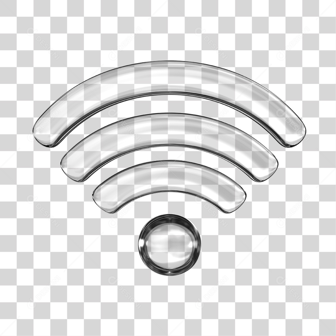 ícone 3D Wi-Fi em Vidro Elemento PNG Transparente