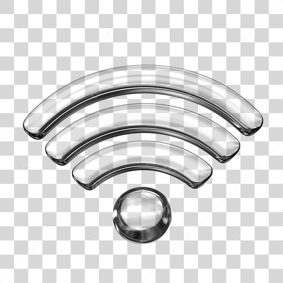 ícone 3D Wi-Fi em Vidro Elemento PNG Transparente