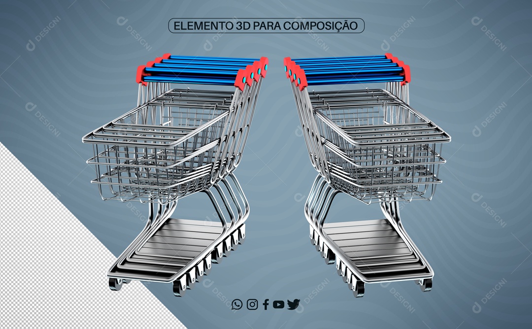 Elemento 3D Para Composições Carrinho De Supermercado PNG Transparente