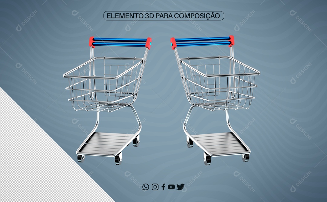 Elemento 3D Para Composições Carrinho De Supermercado PNG Transparente