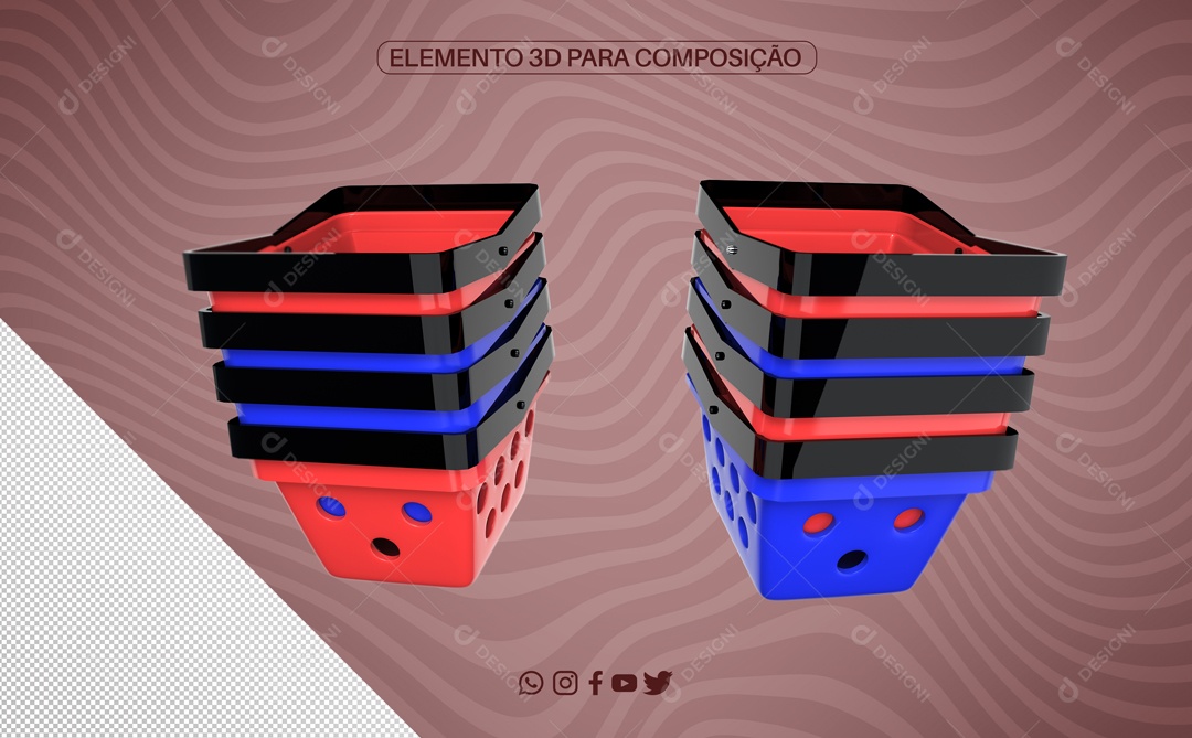 Elemento 3D Para Composições Cesta De Supermercado PNG Transparente