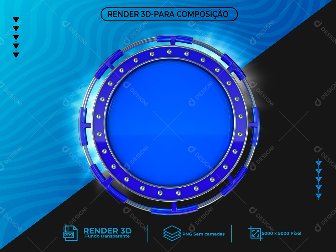 Círculo 3D Azul com Luz Elemento Para Composição PNG Transparente
