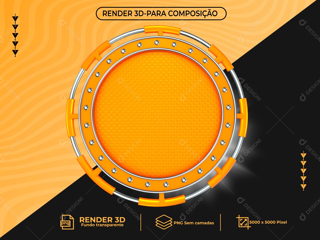 Círculo 3D Amarelo com Luz Elemento Para Composição PNG Transparente