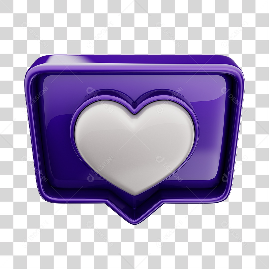 Emoji de Curtida 3D Roxo Com Coração Branco Elemento PNG Transparente