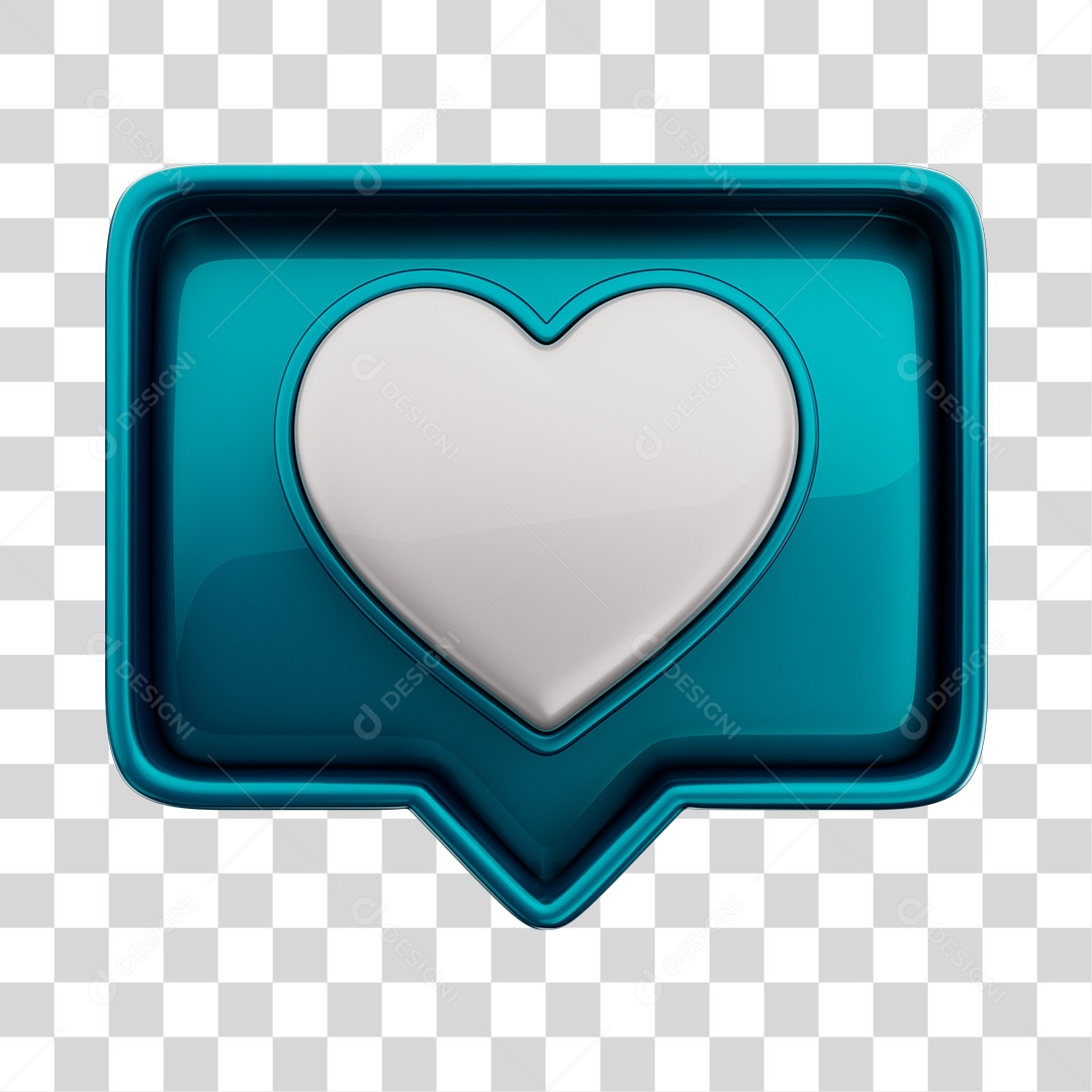 Emoji de Curtida 3D Azul Com Coração Branco Elemento PNG Transparente