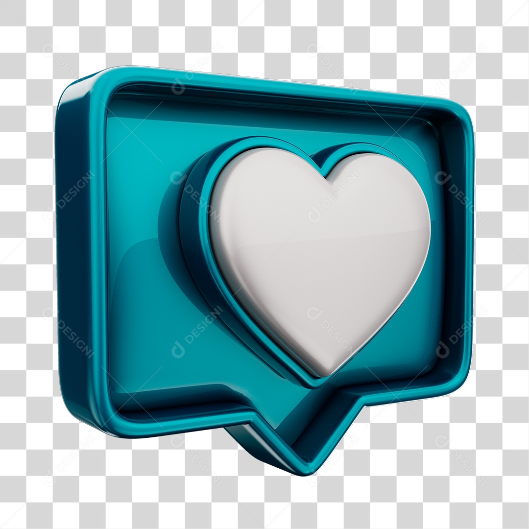 Emoji de Curtida 3D Azul Com Coração Branco Elemento PNG Transparente