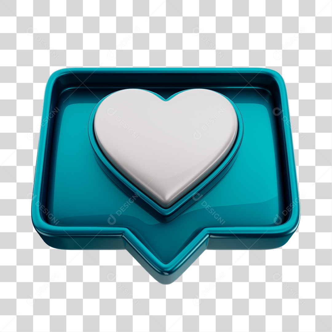 Emoji de Curtida 3D Azul Com Coração Branco Elemento PNG Transparente