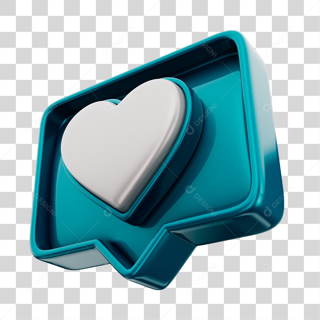 Emoji de Curtida 3D Azul Com Coração Branco Elemento PNG Transparente