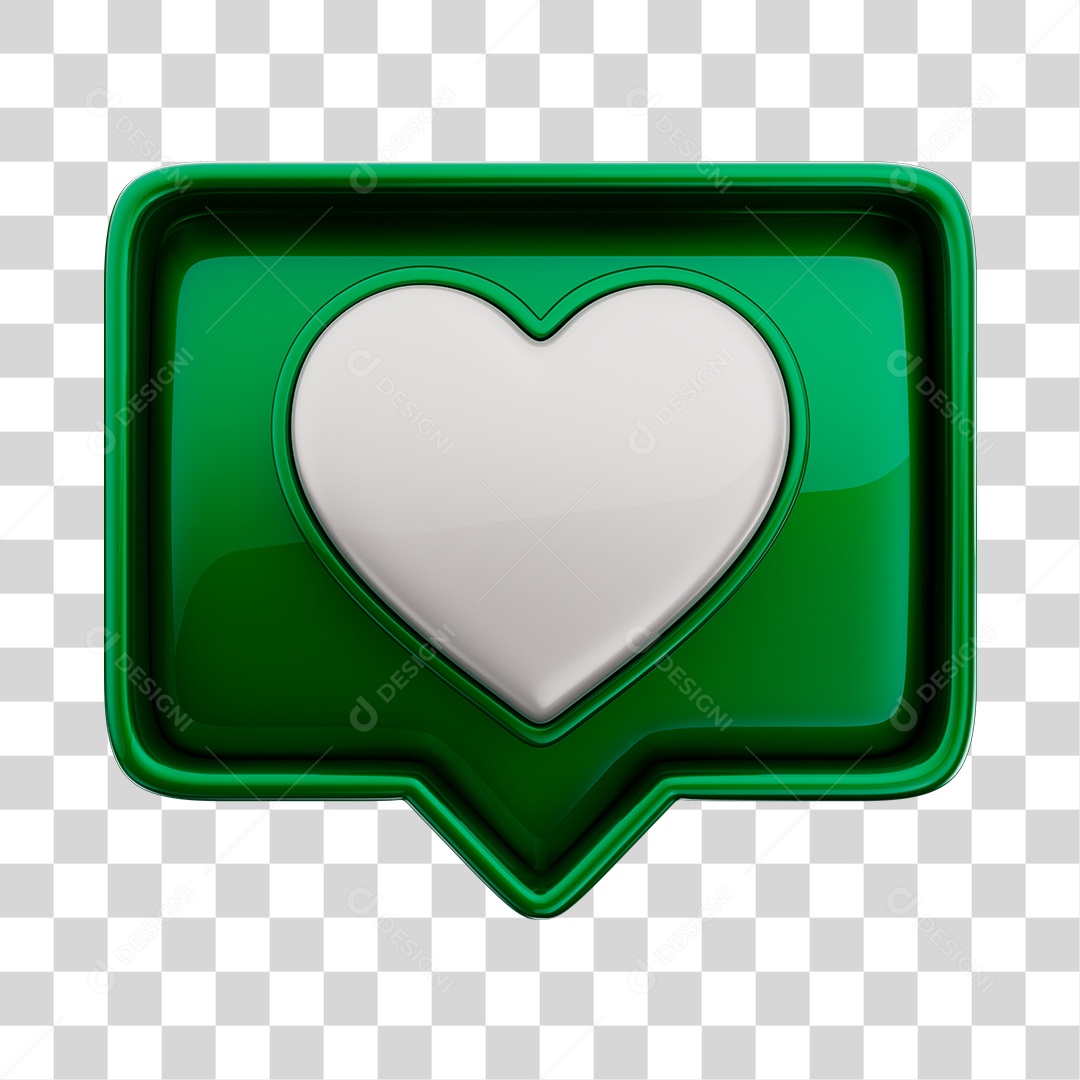 Emoji de Curtida 3D Verde Com Coração Branco Elemento PNG Transparente