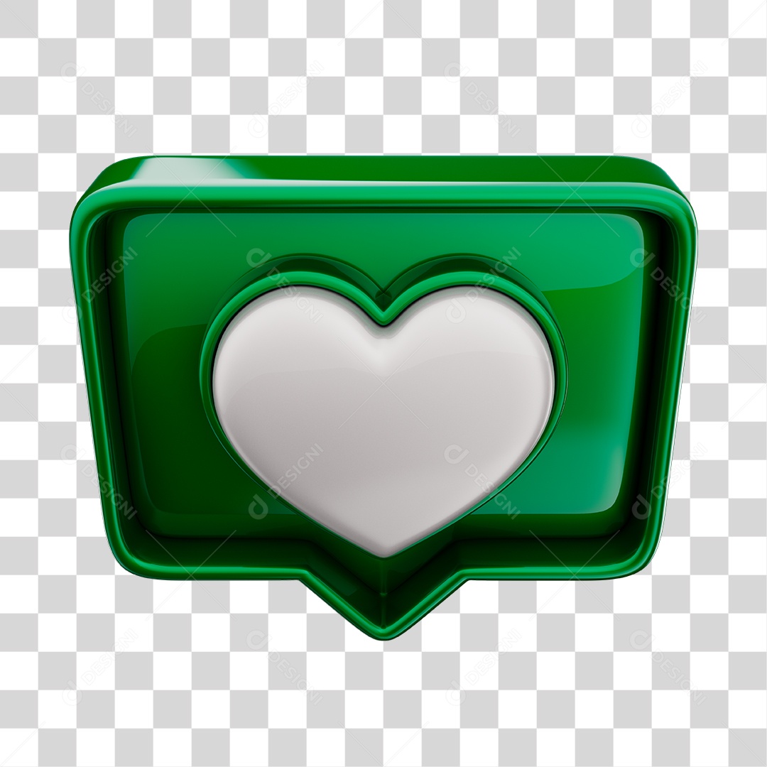 Emoji de Curtida 3D Verde Com Coração Branco Elemento PNG Transparente