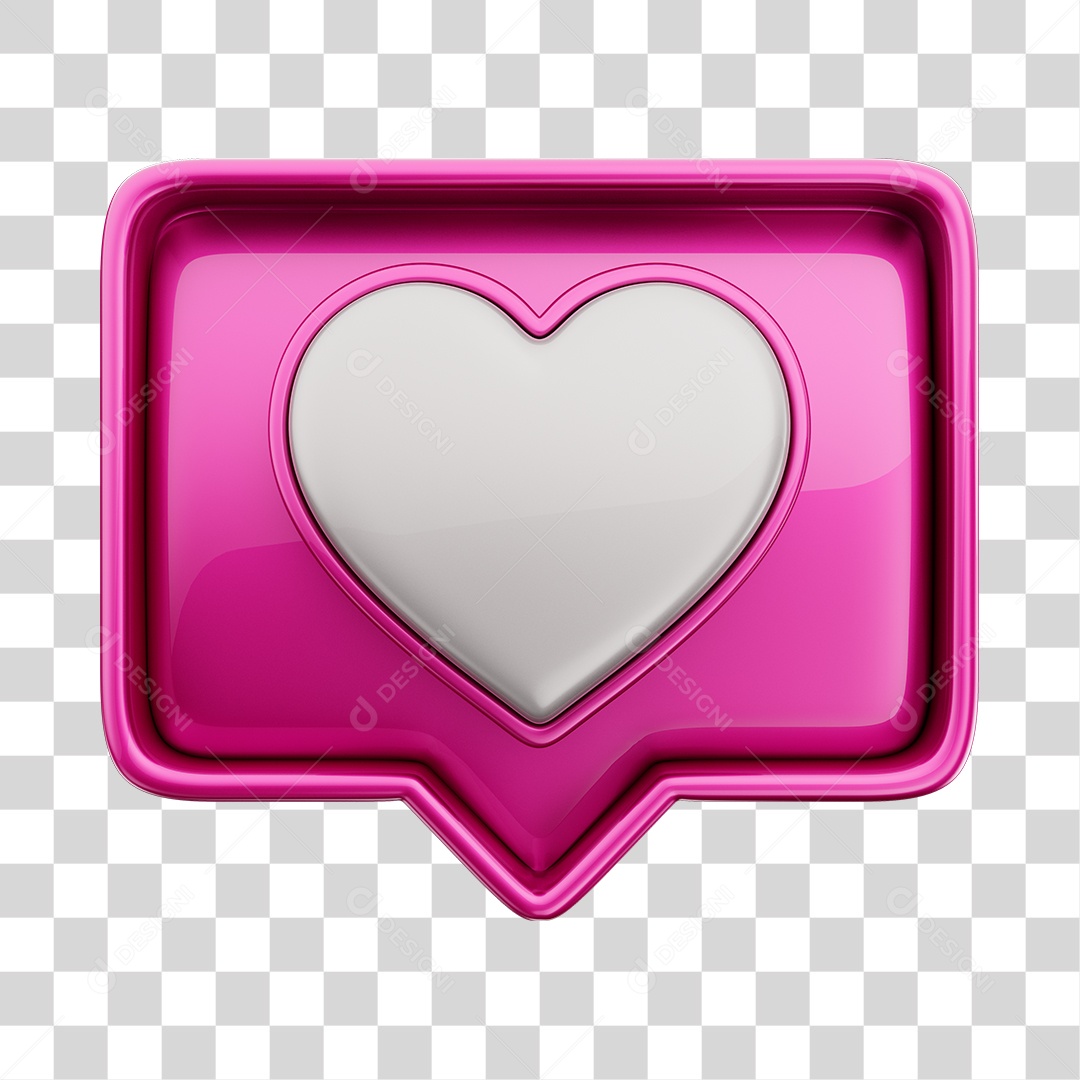 Emoji de Curtida 3D Rosa Com Coração Branco Elemento PNG Transparente