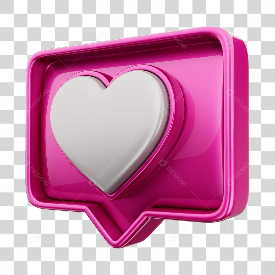 Emoji de Curtida 3D Rosa Com Coração Branco Elemento PNG Transparente