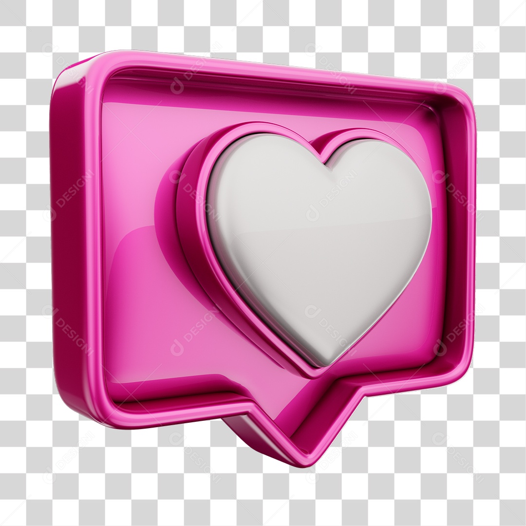 Emoji de Curtida 3D Rosa Com Coração Branco Elemento PNG Transparente