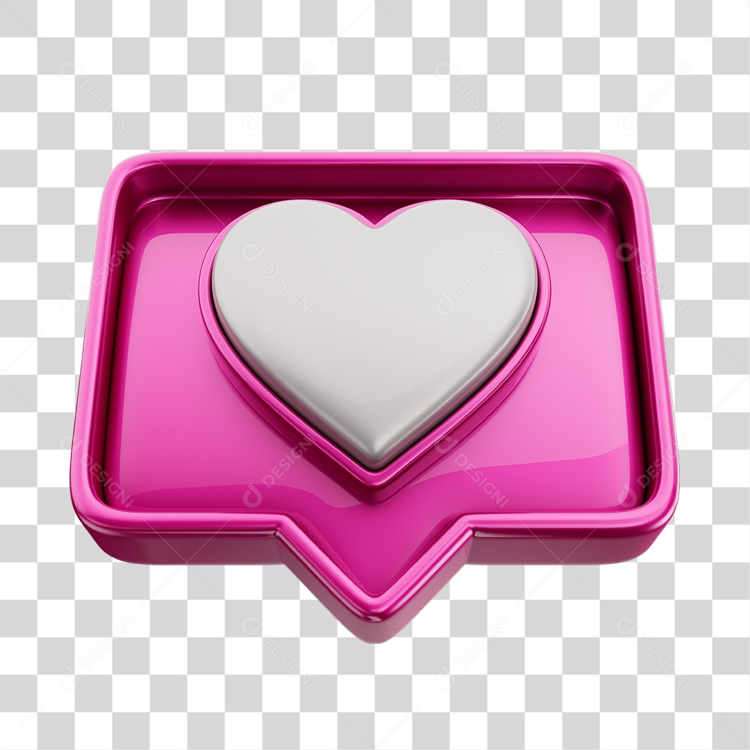 Emoji de Curtida 3D Rosa Com Coração Branco Elemento PNG Transparente