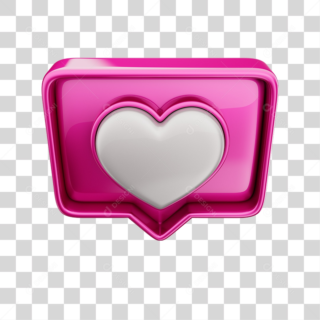 Emoji de Curtida 3D Rosa Com Coração Branco Elemento PNG Transparente