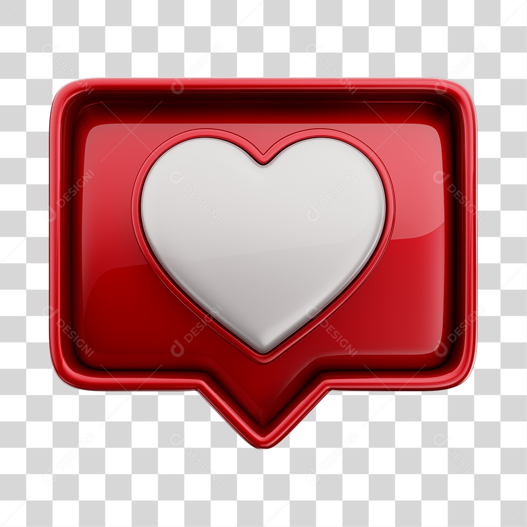 Emoji de Curtida 3D Vermelho Com Coração Branco Elemento PNG Transparente