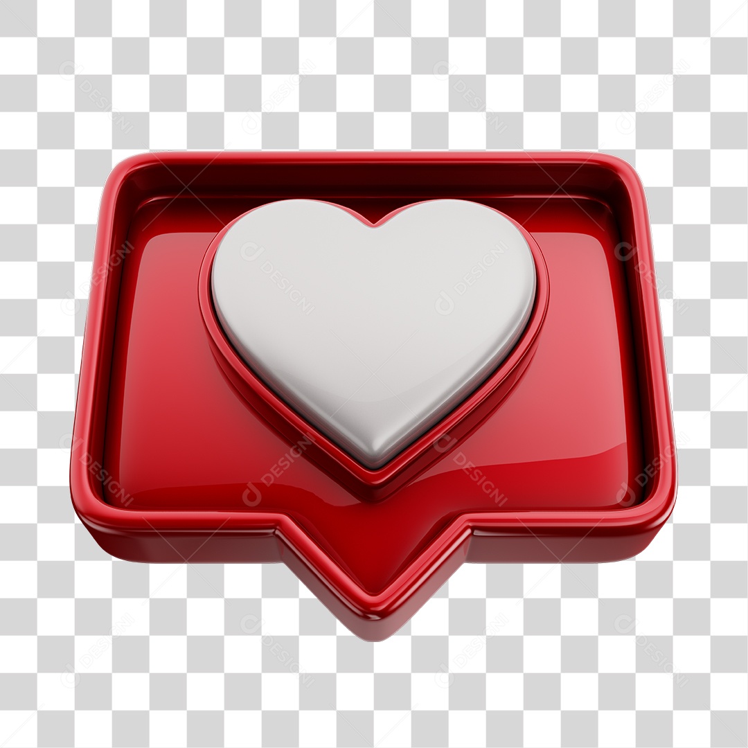 Emoji de Curtida 3D Vermelho Com Coração Branco Elemento PNG Transparente