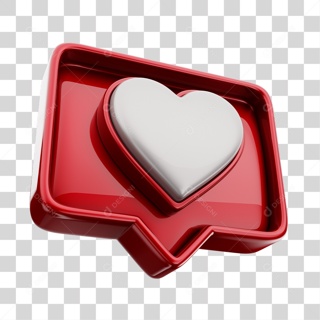 Emoji de Curtida 3D Vermelho Com Coração Branco Elemento PNG Transparente