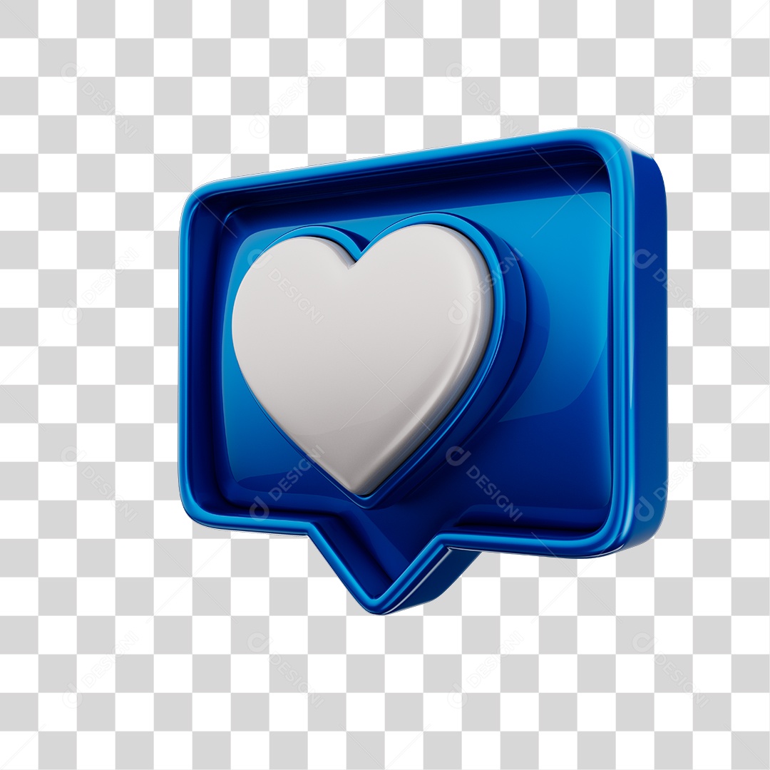 Emoji de Curtida 3D Azul Com Coração Branco Elemento PNG Transparente