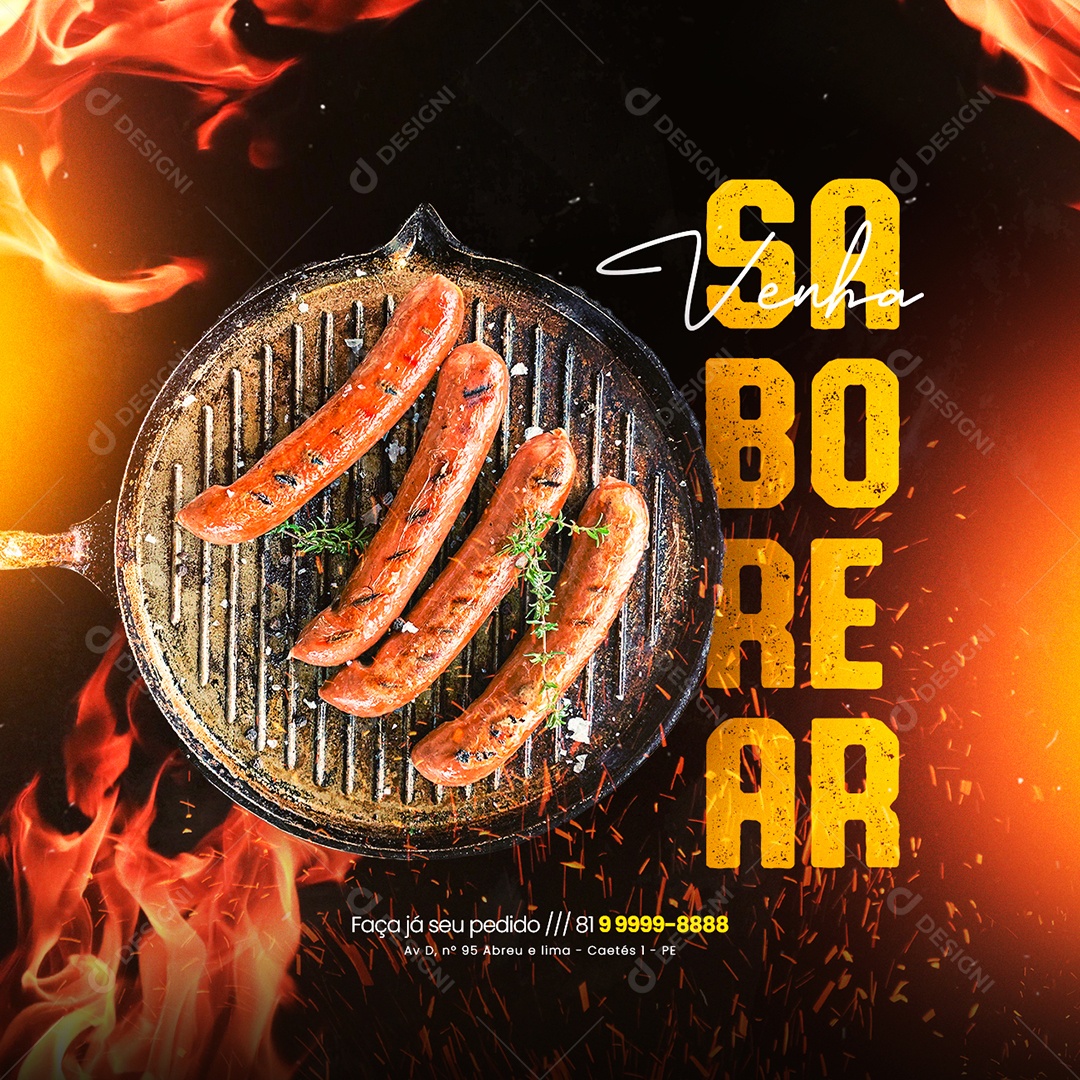 Venha Saborear Churrascaria Social Media PSD Editável
