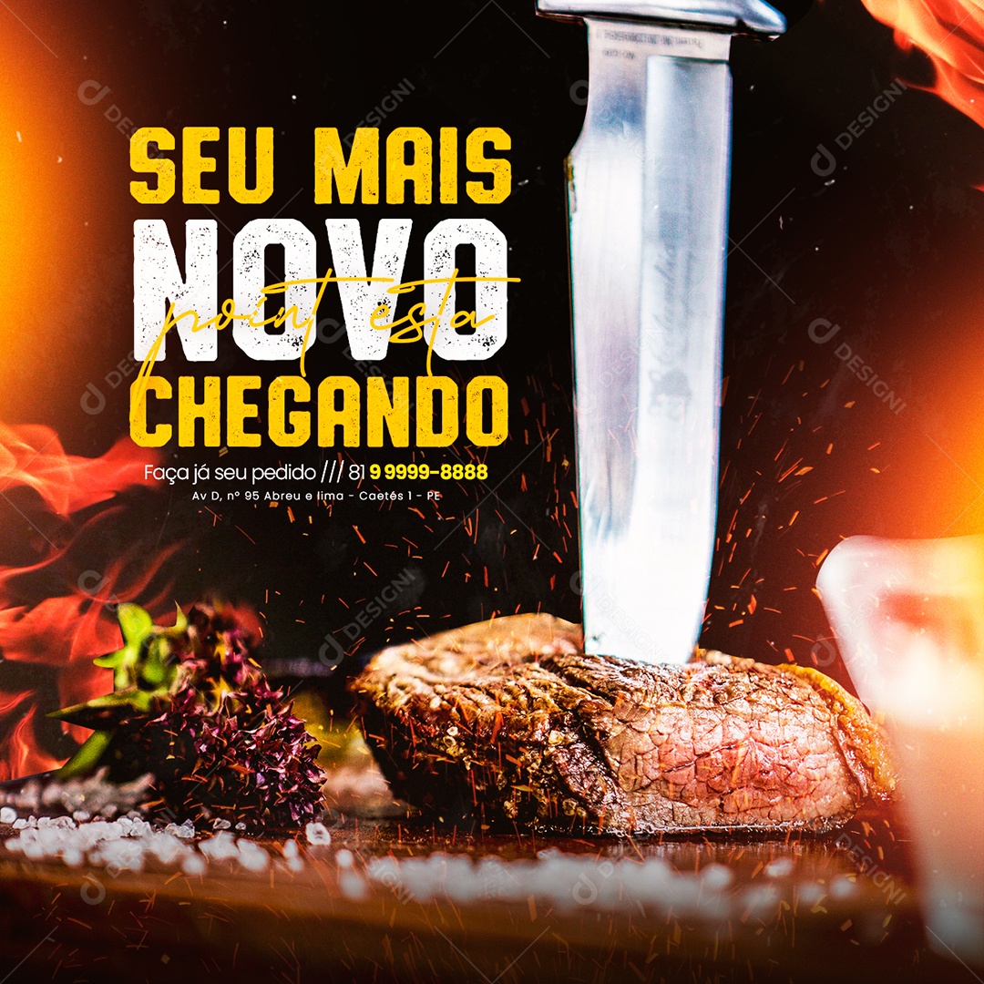 Seu Mais Novo Point Está Chegando Churrascaria Social Media PSD Editável