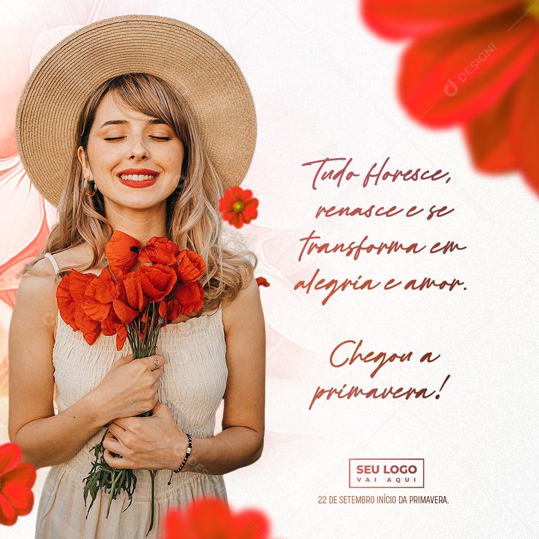 Bem Vinda Primavera Dia 22 De Setembro Social Media PSD Editável