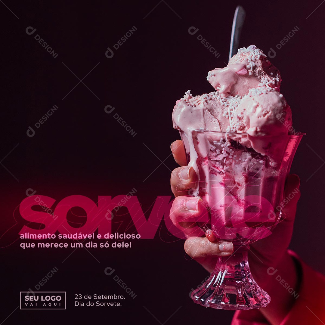 Um bom Sorvete hoje vai Muito Bem Dia Do Sorvete Social Media PSD Editável