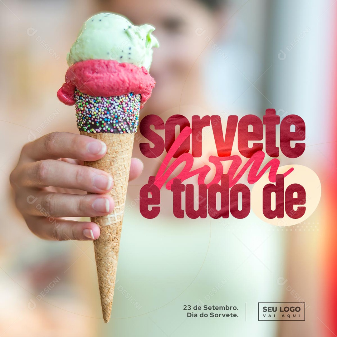 Sorvete é Tudo De Bom Dia Do Sorvete Social Media PSD Editável