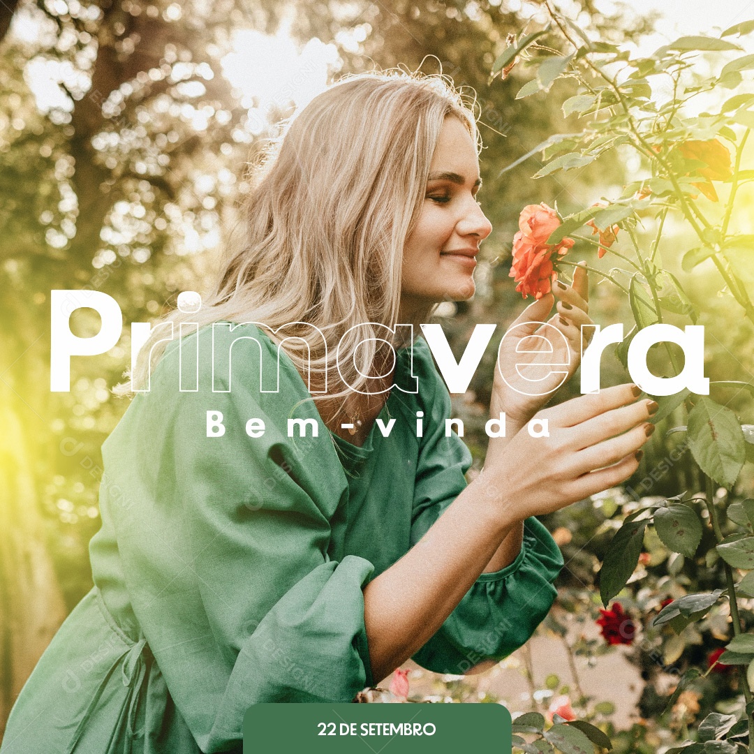 Social Media Bem Vinda Primavera 22 de Setembro PSD Editável