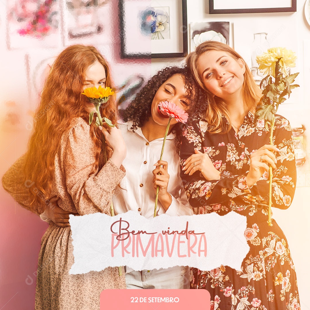 Bem Vinda Primavera 22 de Setembro Social Media PSD Editável