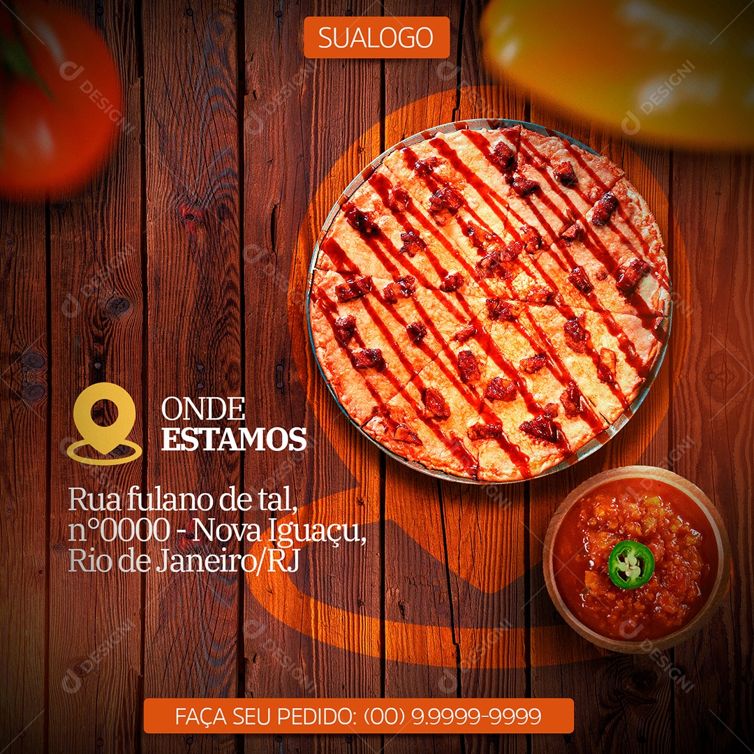 Onde Estamos Peça Sua Pizza Agora Social Media PSD Editável
