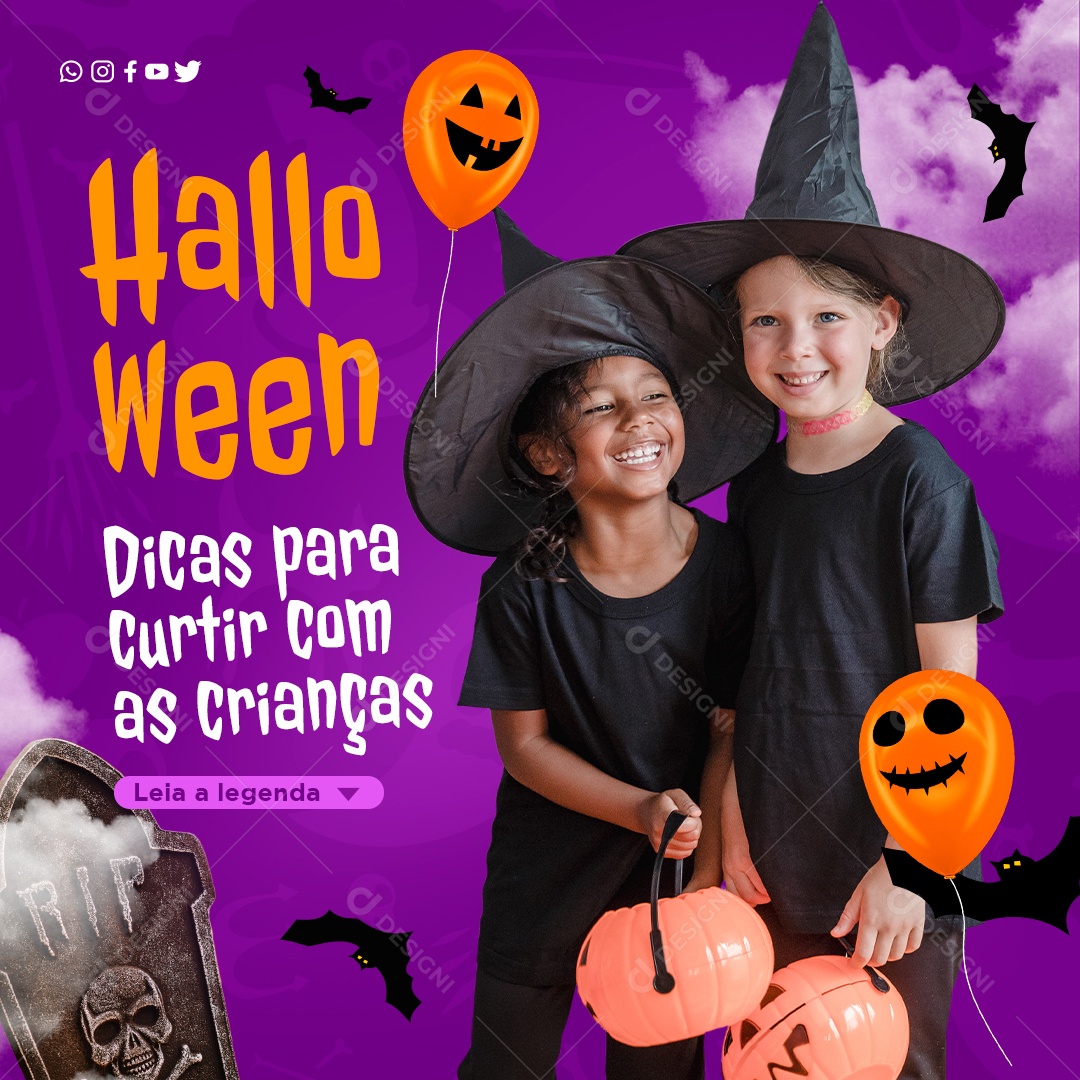 Dicas Para Curtir Com As Crianças Halloween Social Media PSD Editável
