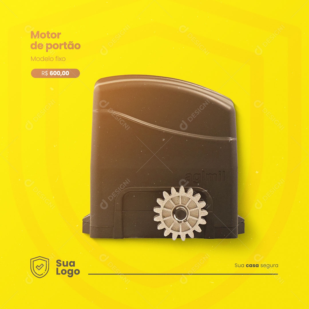 Post Segurança Eletrônica Motor de Portão na Promoção PSD Editável