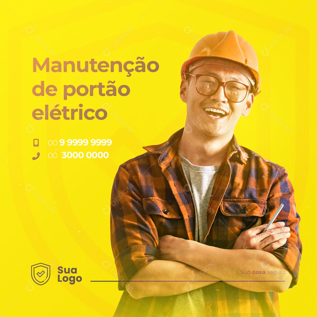 Post Segurança Eletrônica Manutenção de Portão Elétrico PSD Editável