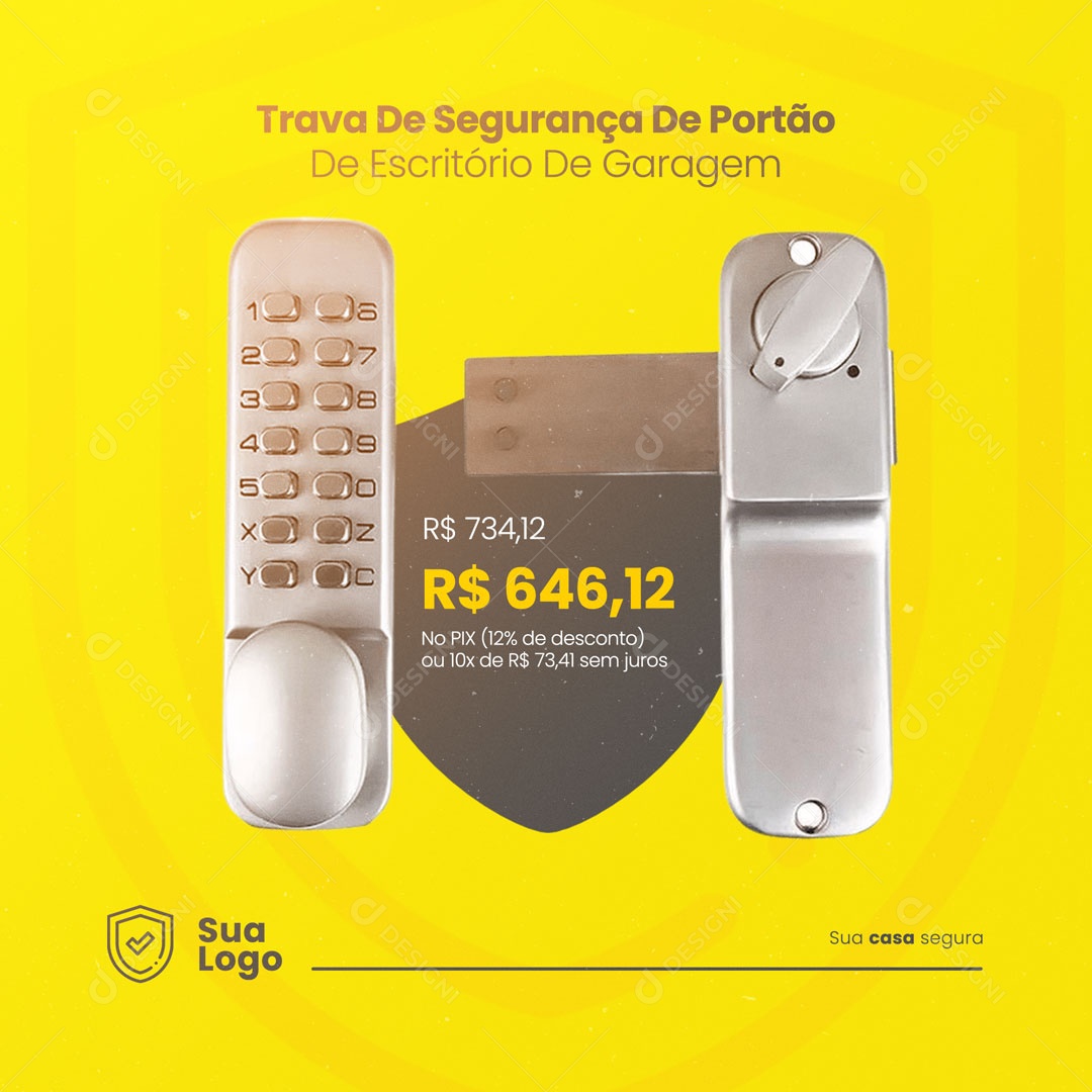 Social Media Segurança Eletrônica Trava de Segurança de Portão PSD Editável