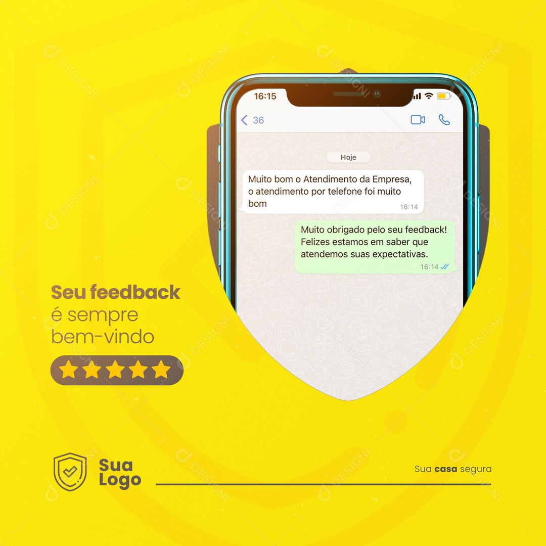 Social Media Feedback Segurança Eletrônica PSD Editável
