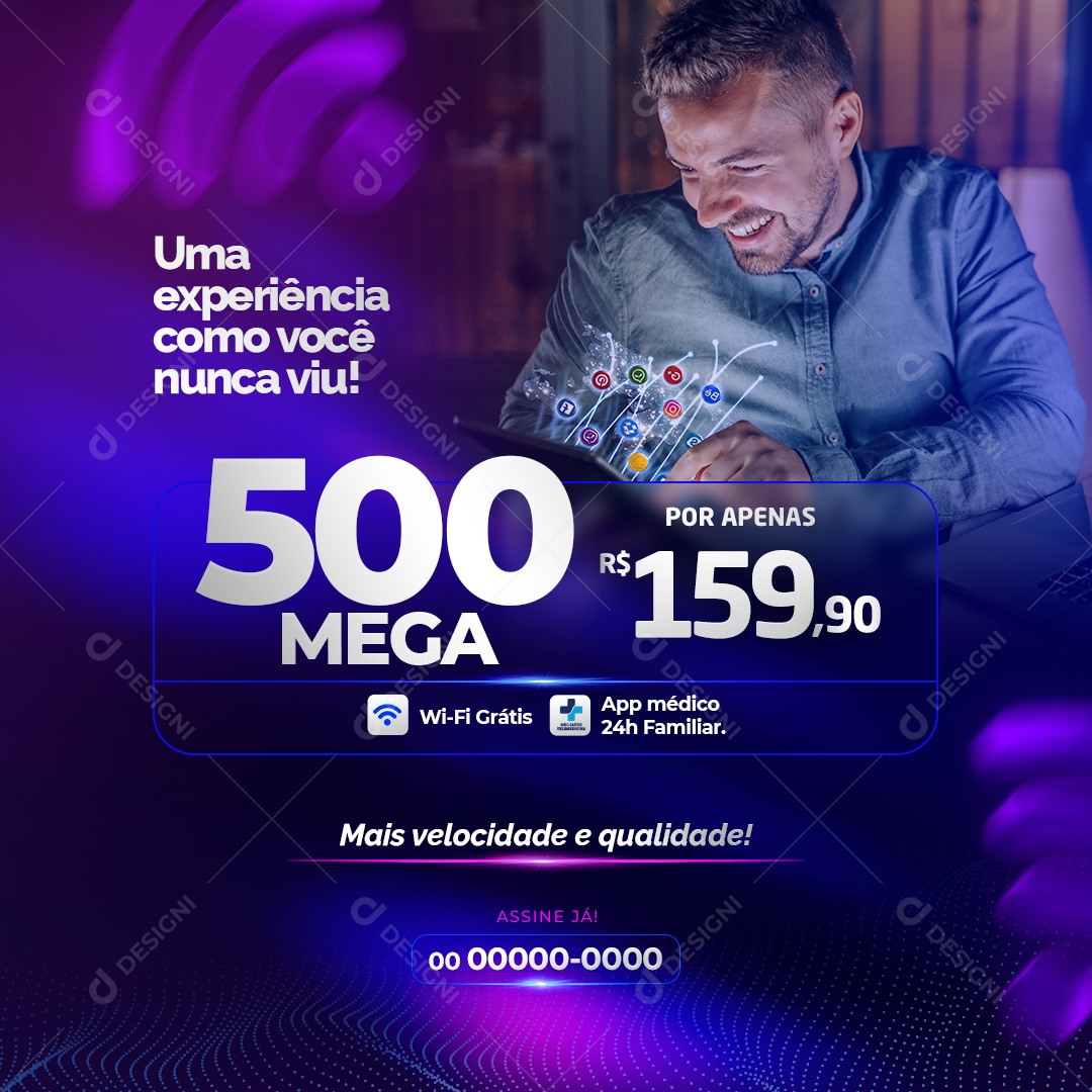 Social Media Provedor de Internet Uma Experiência Como Você Nunca Viu PSD Editável