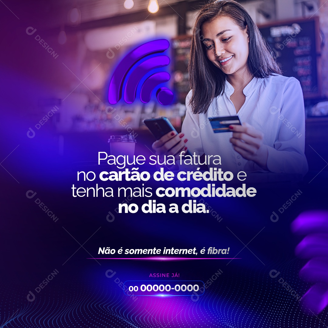 Social Media Provedor de Internet Pague Sua Fatura no Cartão PSD Editável