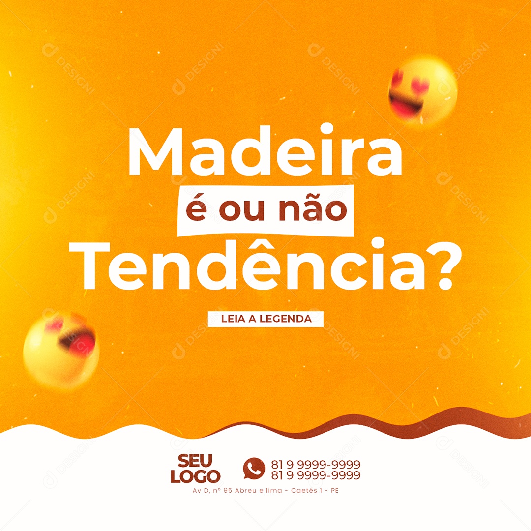 Social Media Marcenaria Madeira é ou Não Tendência PSD Editável