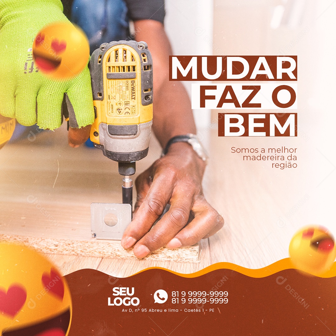 Social Media Marcenaria Mudar Faz Bem PSD Editável