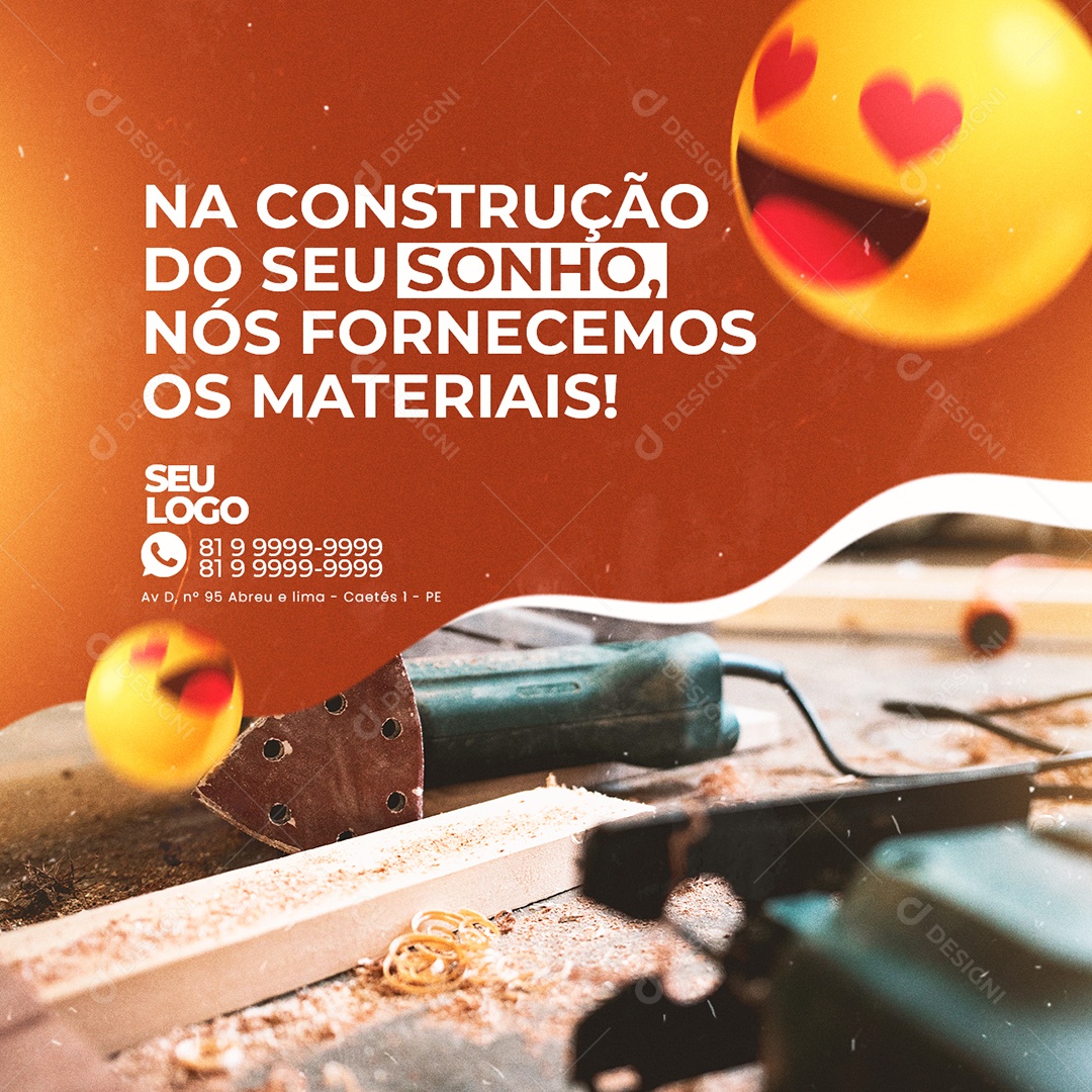 Social Media Marcenaria Na Construção do Seu Sonho PSD Editável