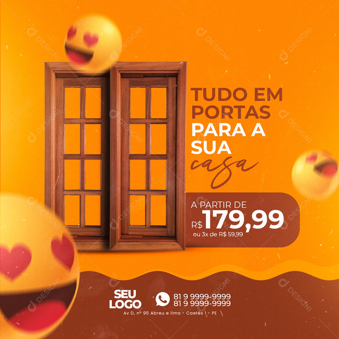 Social Media Marcenaria Tudo Em Portas Para a Sua Casa PSD Editável