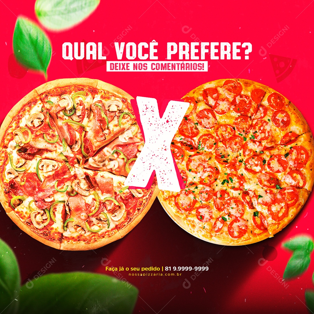 Social Media Pizzarias Qual Você Prefere PSD Editável