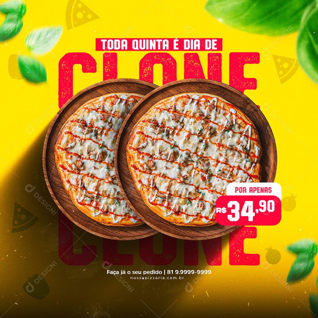 Social Media Pizzarias Clona Toda Quinta é Dia de Clone PSD Editável