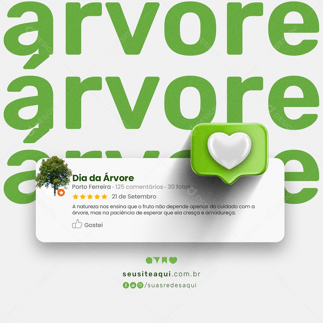 Social Media Dia da Árvore A Natureza Nos Ensina PSD Editável