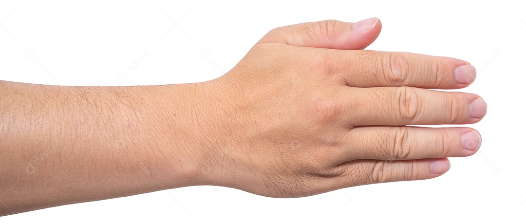 mão e mostrando o gesto de 5 dedos isolado